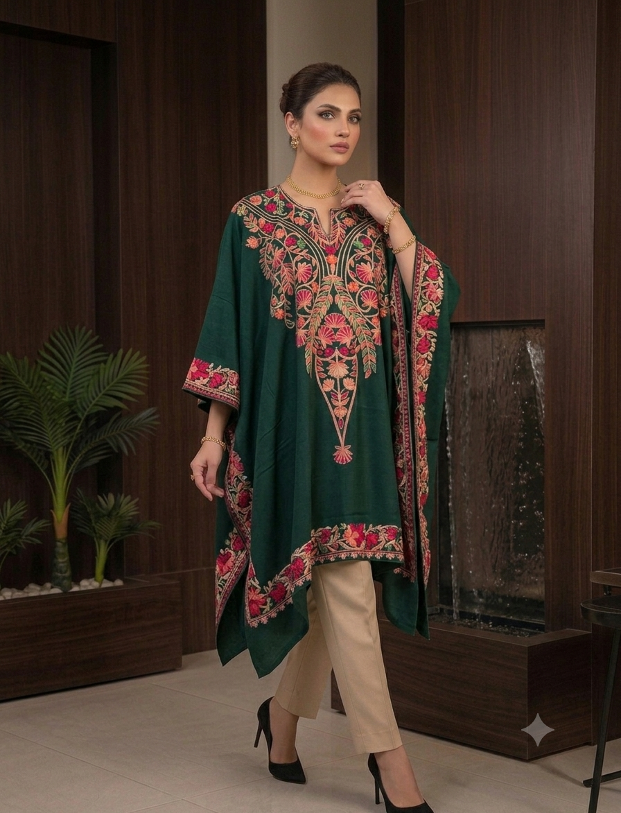 Embroidered cape shawl: Pashmina