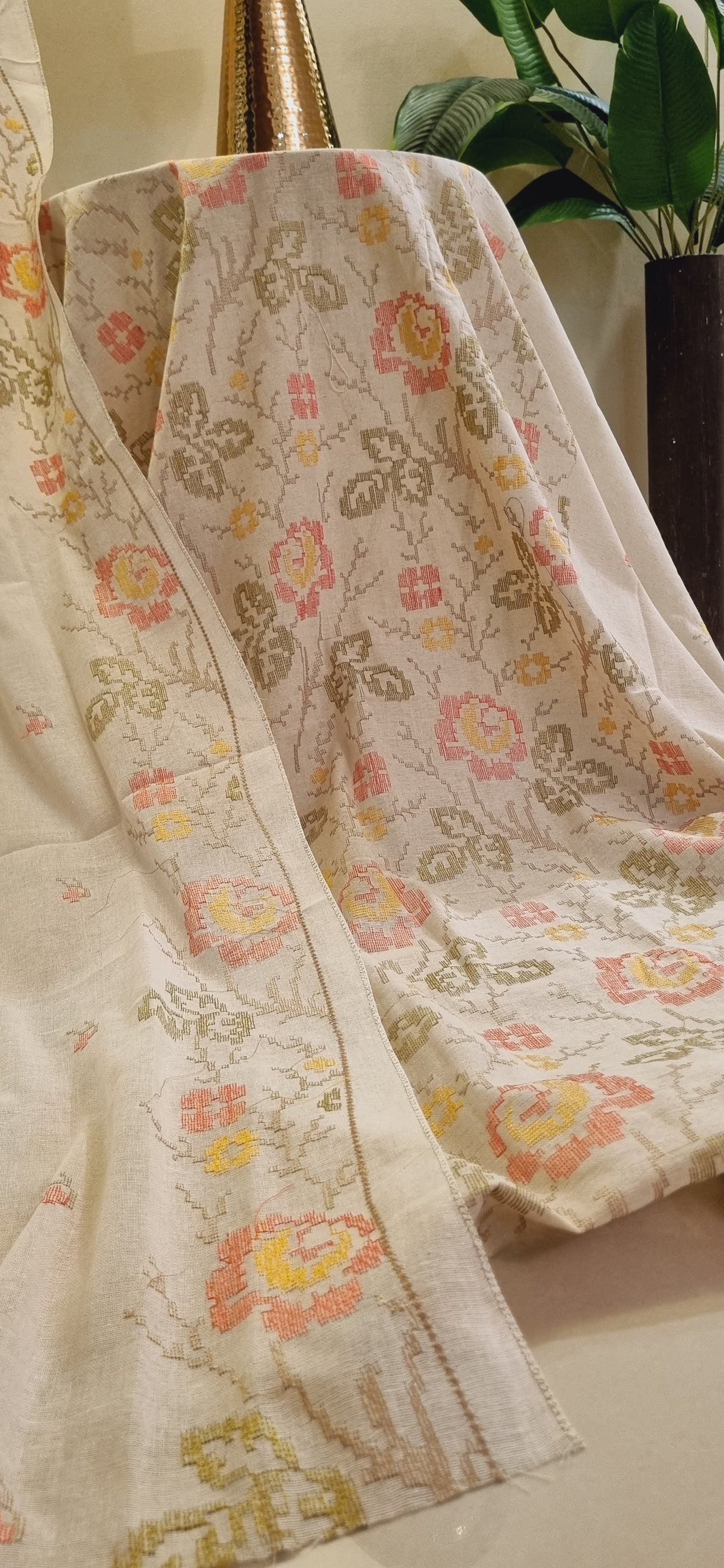 Khaddar karandi embroidered three piece suit