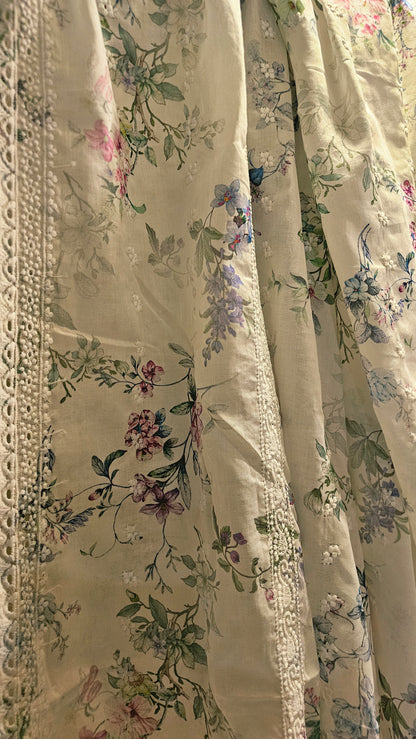 Lawn chikan embroidered printed shawls