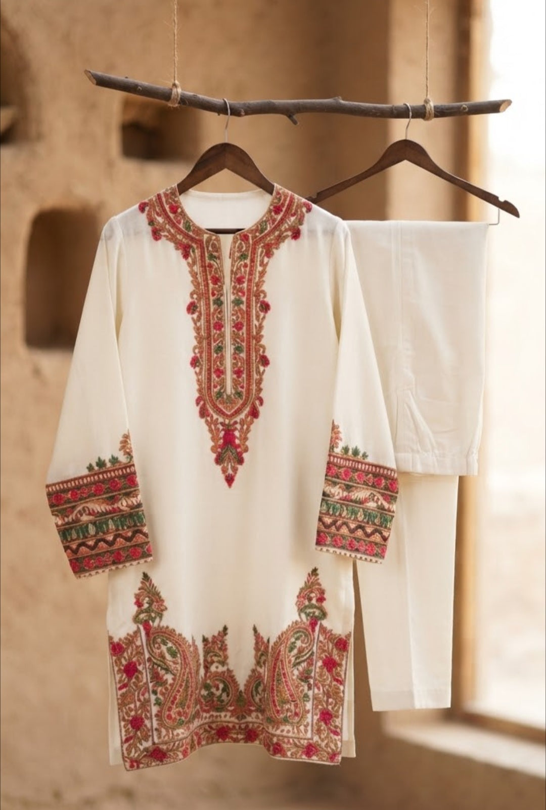 Embroidered kurta trouser: Pashmina