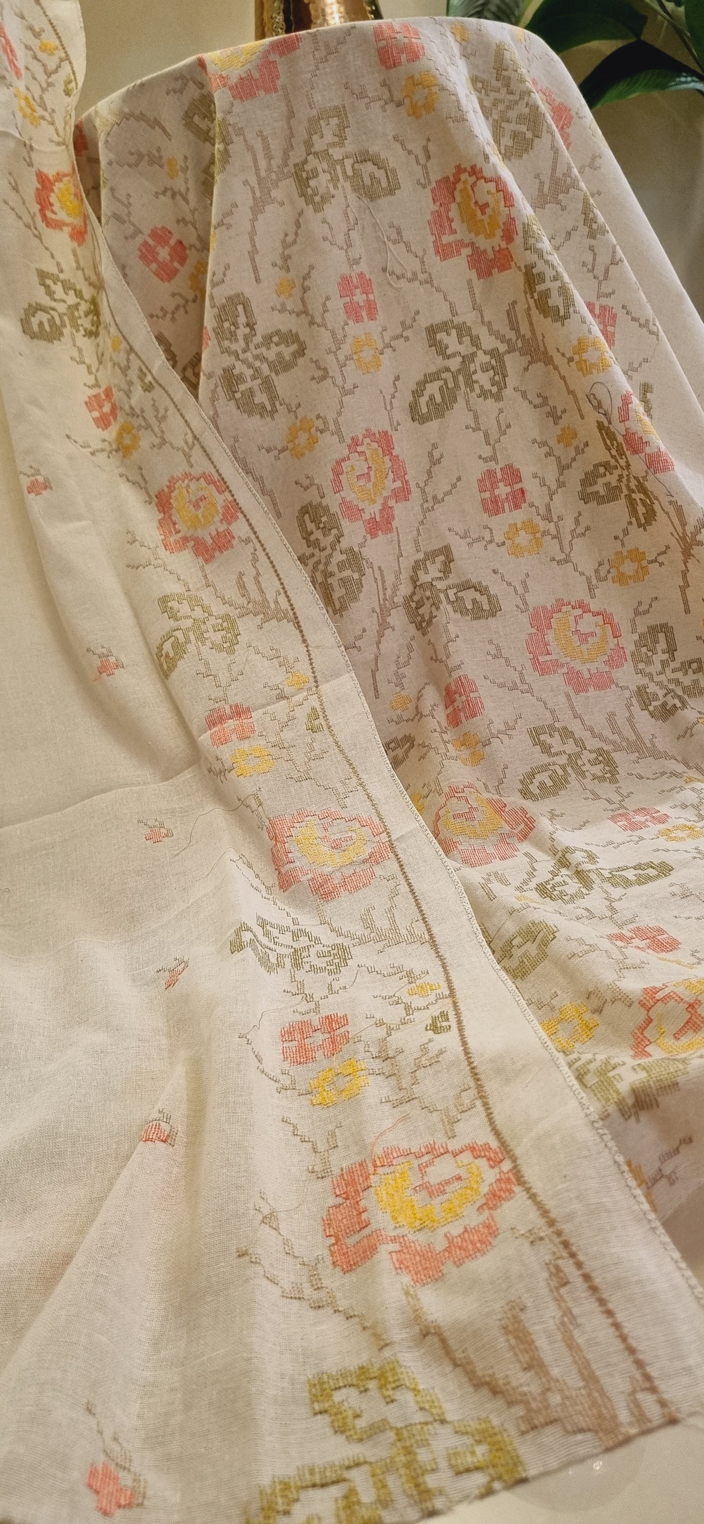 Khaddar karandi embroidered three piece suit