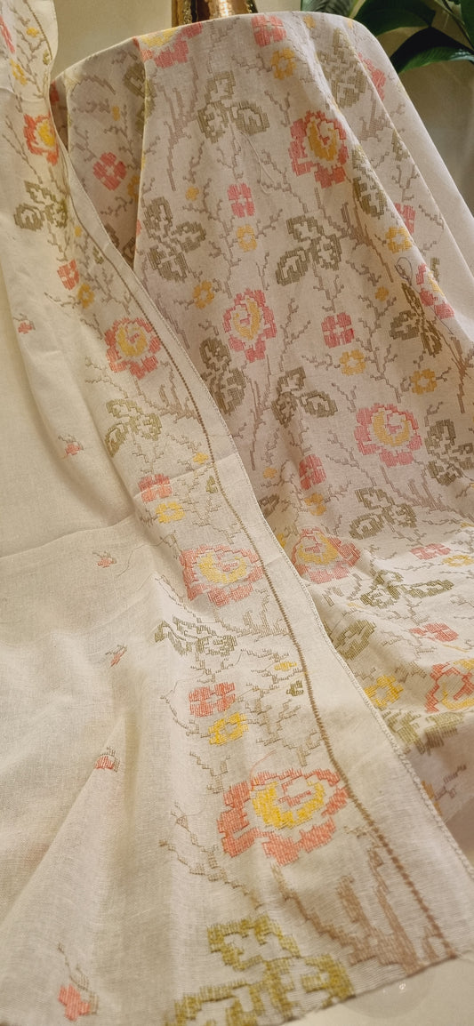 Khaddar karandi embroidered three piece suit