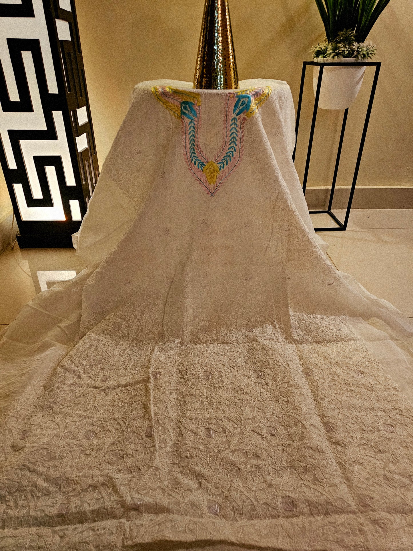 Parsi gara embroidered chikankari shirt