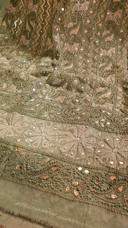 Chikankari shirt with gota and mirror