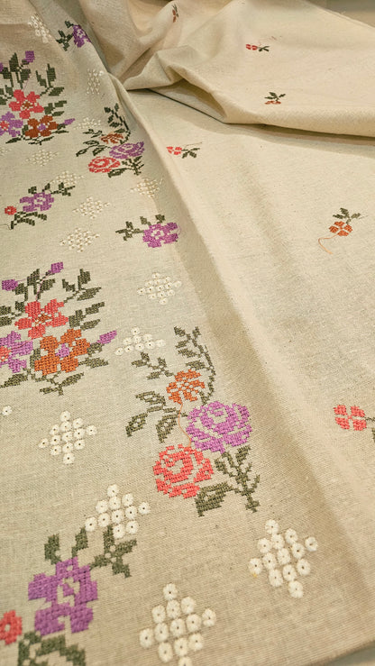 Embroidered three piece: Karandi khaddar