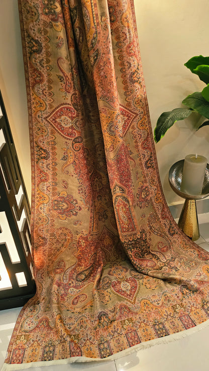 Moonlight reversible gandhara kaani: Pashmina