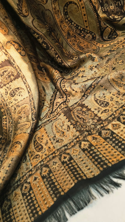 Moonlight reversible gandhara kaani: Pashmina