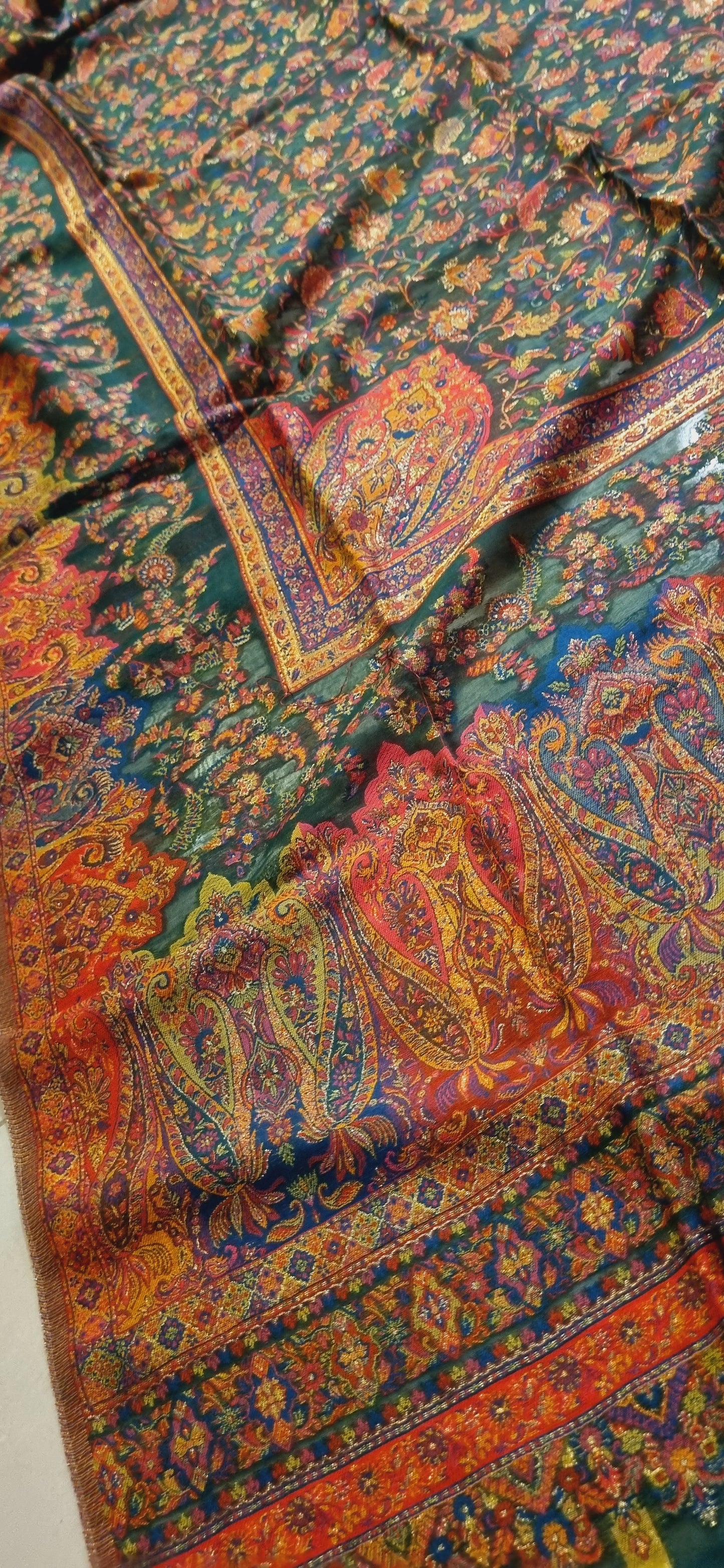 Three piece silk kaani suit