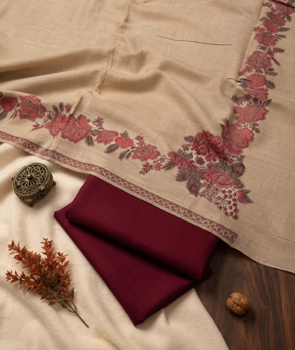 Kaani three piece: woollen pashmina