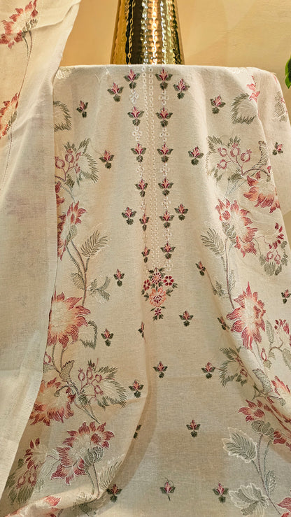 Embroidered three piece: Karandi khaddar