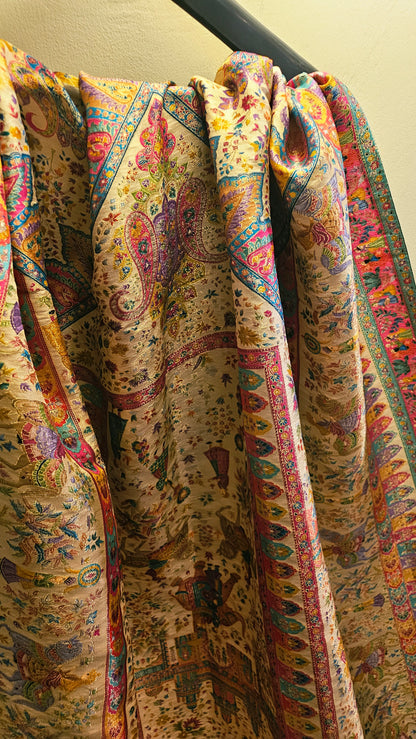Meenakari darbari shawl: silk