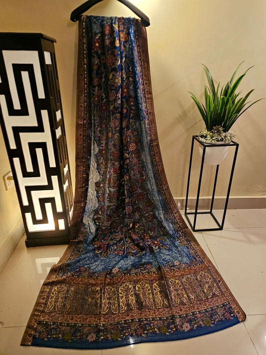 Silk kaani shawl with chantilly