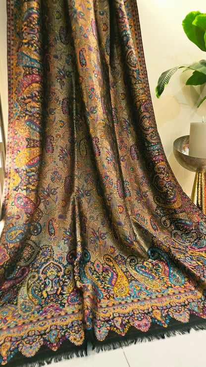 Moonlight reversible gandhara kaani: Pashmina