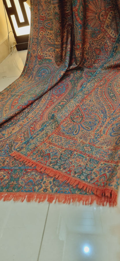 Reversible kaani pashmina shawl