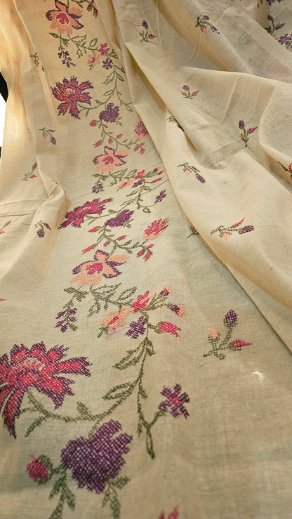 Embroidered three piece: Karandi khaddar