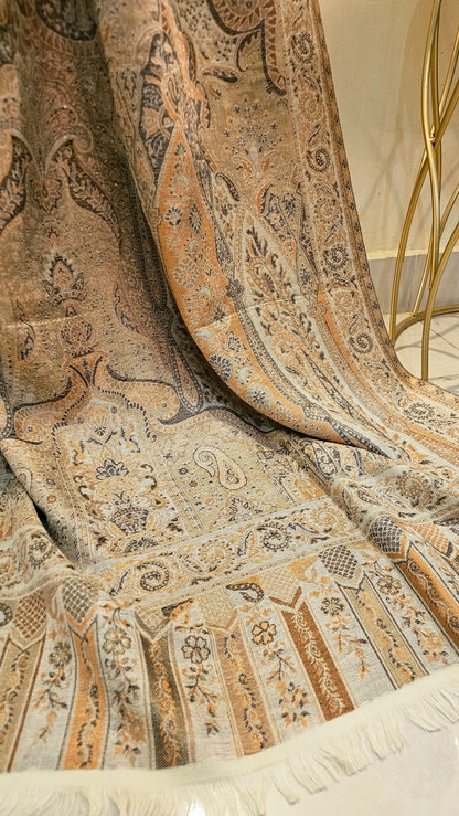 Reversible moonlight gandhara kaani shawl: Pashmina