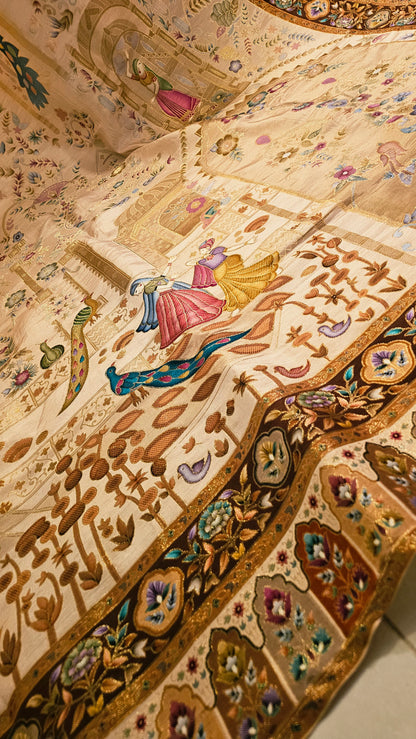 Meenakari shawl:Patola silk