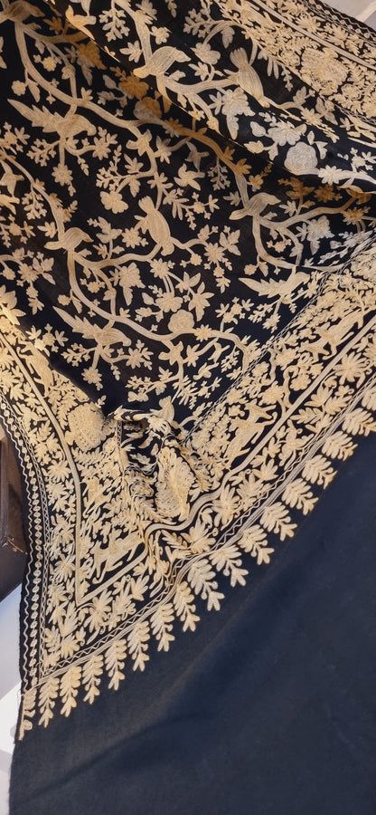 Birdie embroidered pashmina shawl