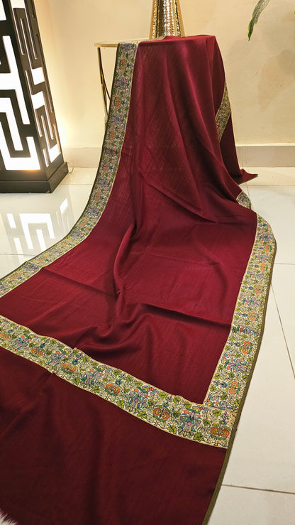 Kalamkar border Minishawl: pashmina