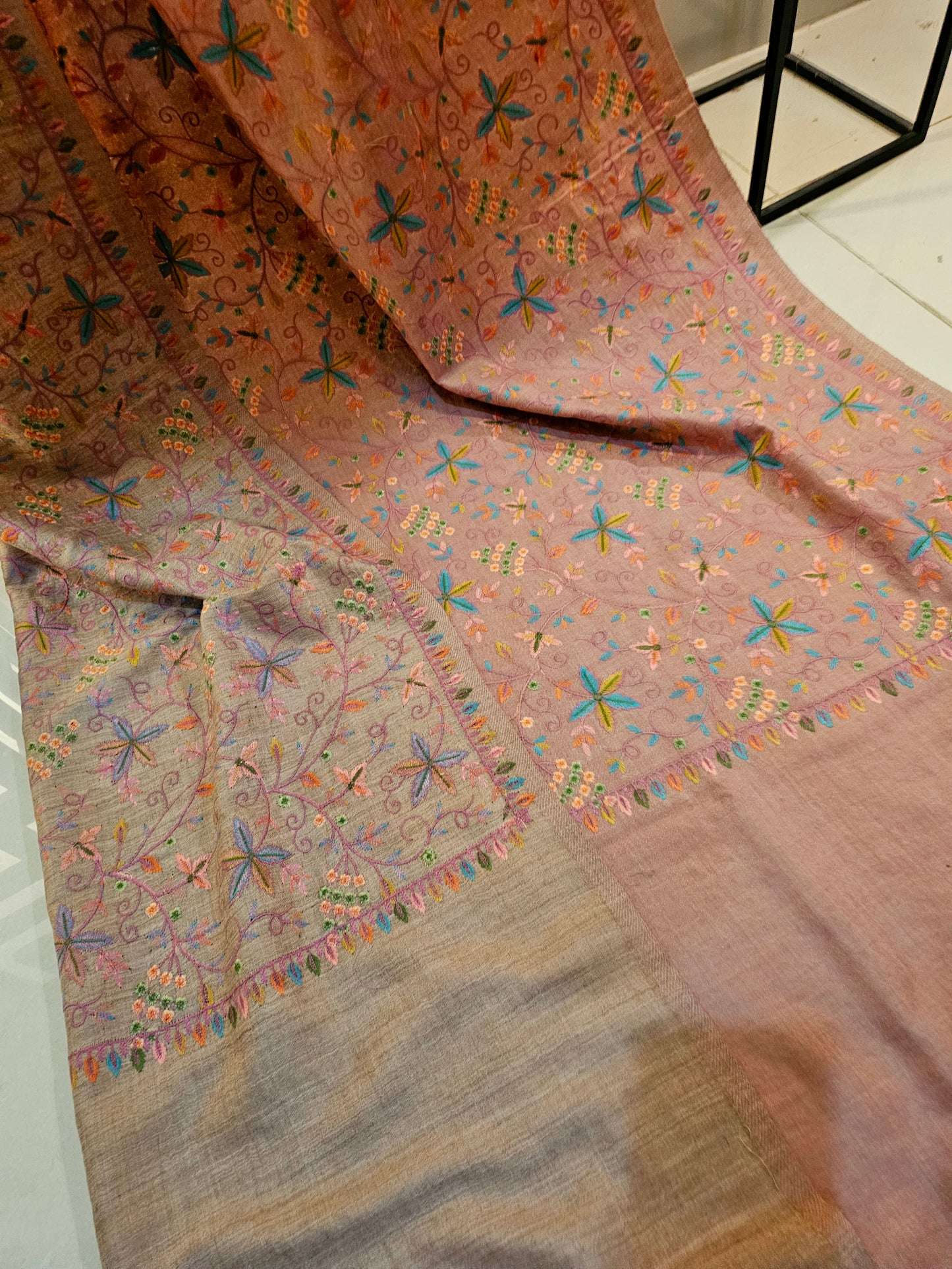 Papermachi embroidered reversible toosh shawl