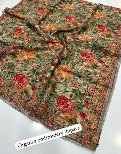 Embroidered duapta: Organza
