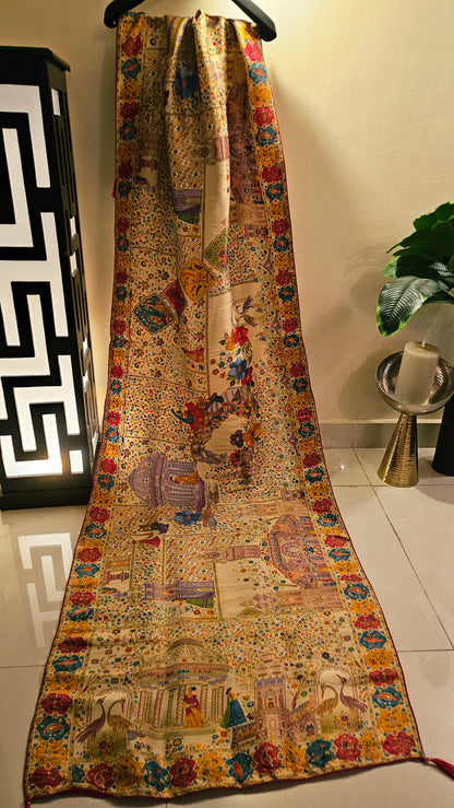 Meenakari minishawl: patola silk