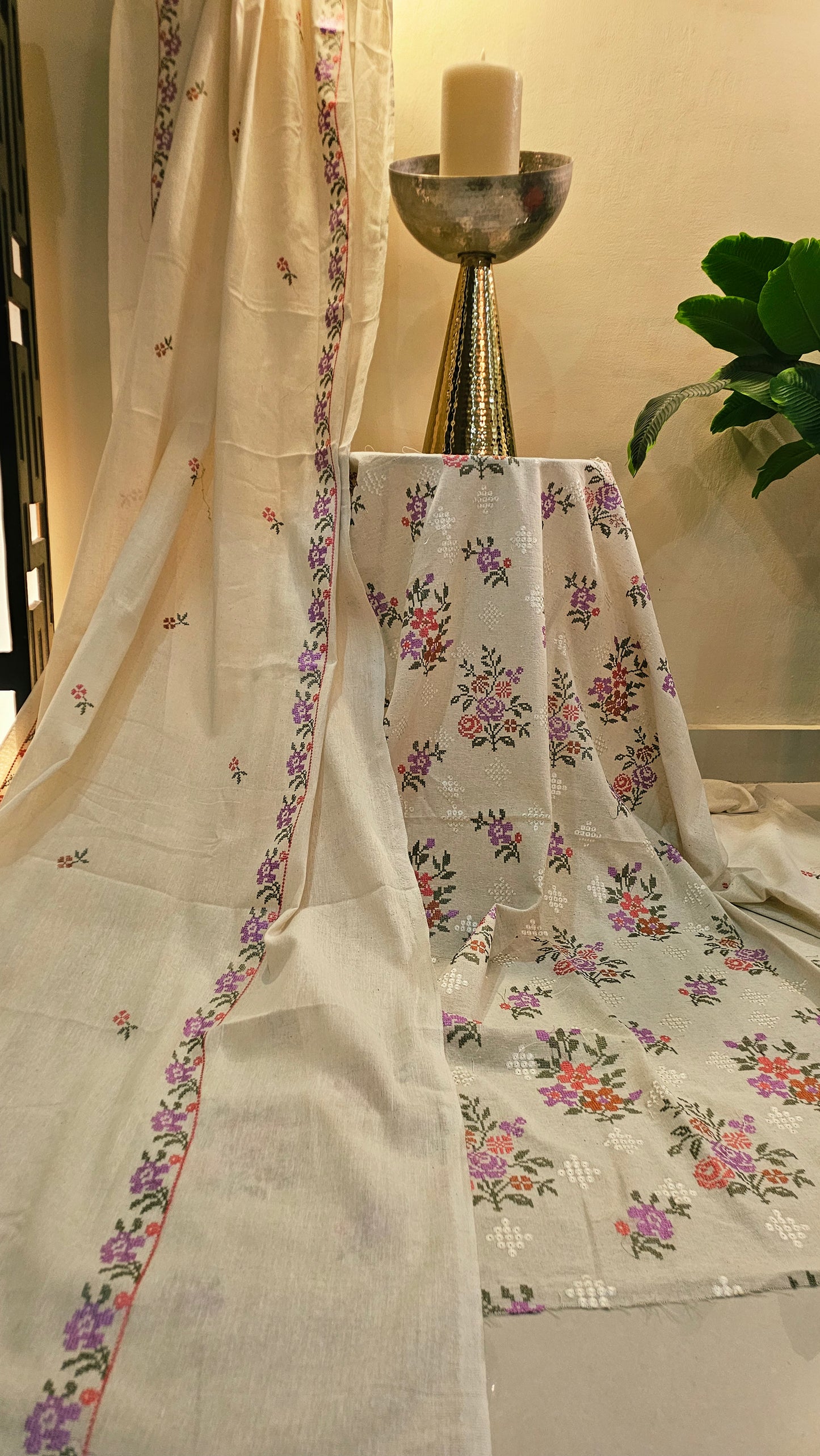 Embroidered three piece: Karandi khaddar
