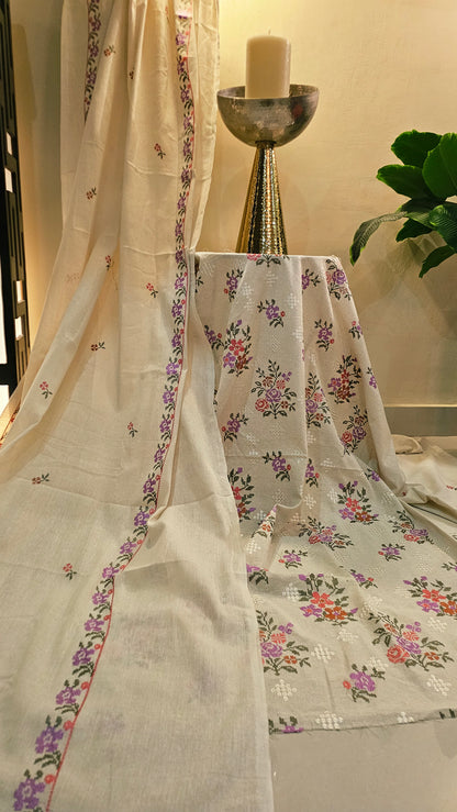 Embroidered three piece: Karandi khaddar