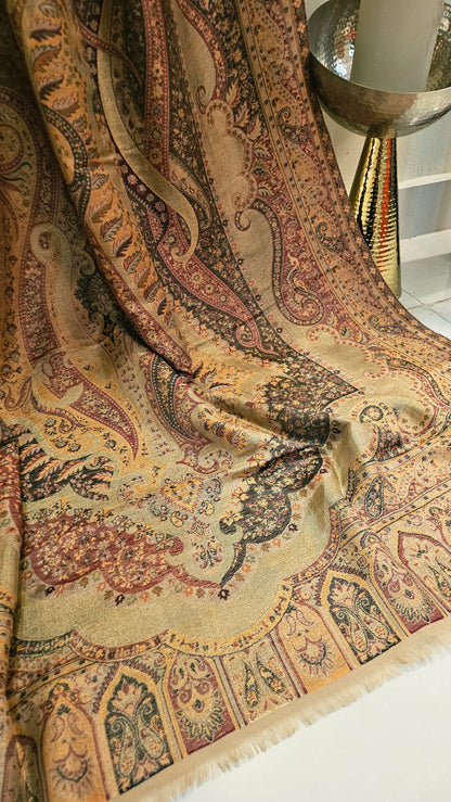 Moonlight reversible gandhara kaani: Pashmina