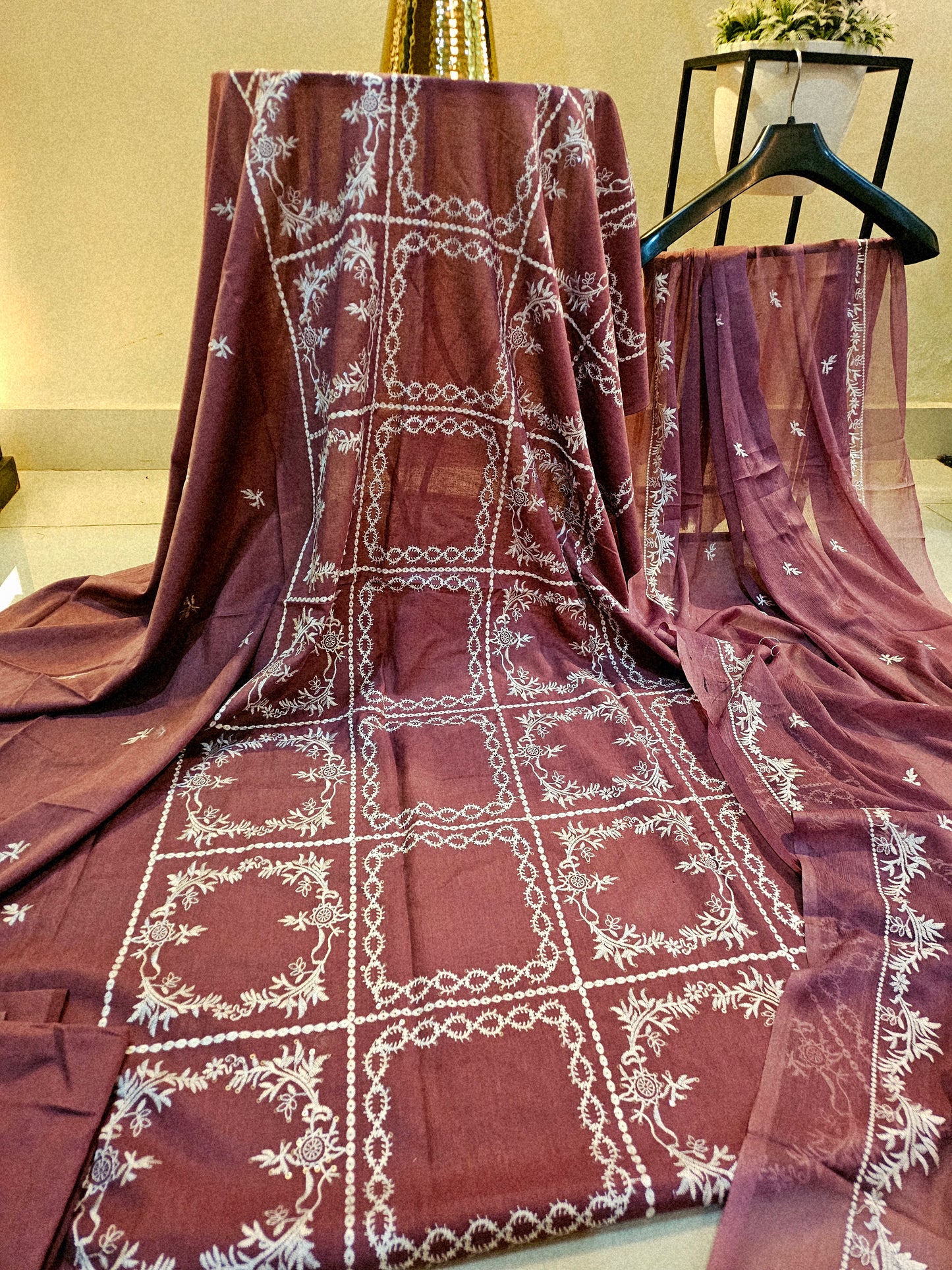 Lawn embroidered three piece