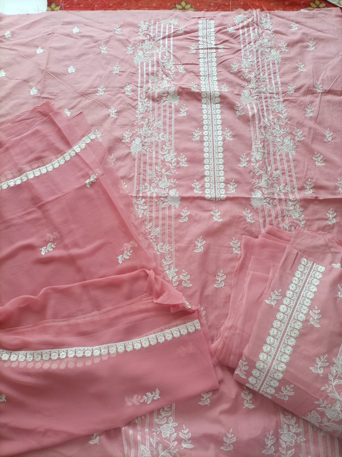 Lawn embroidered three piece