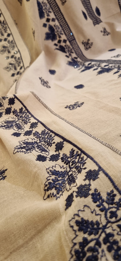 Embroidered karandi khaddar Three piece