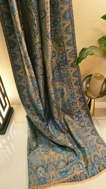 Moonlight reversible gandhara kaani: Pashmina