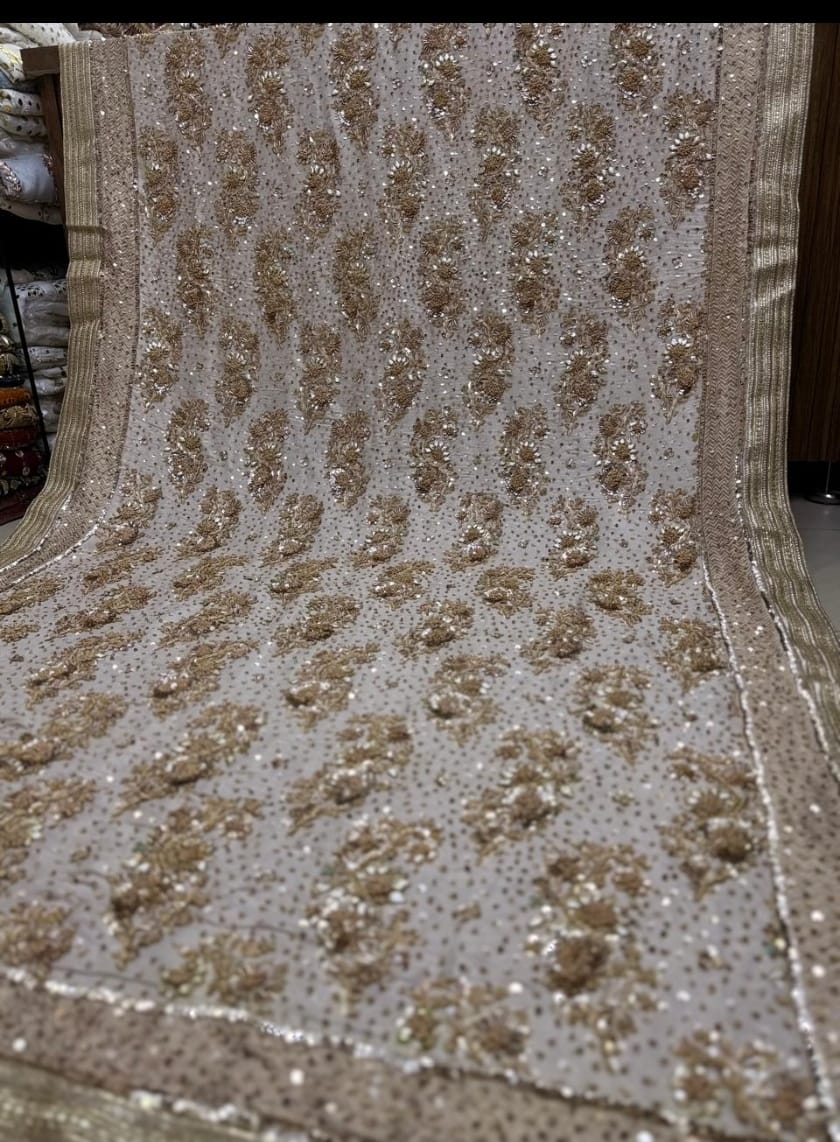 Silk zardozi shawl