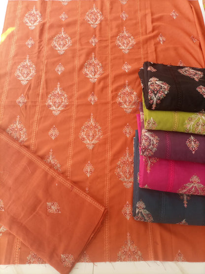 Embroidered three piece: Karandi khaddar