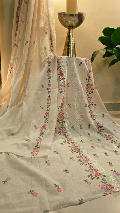 Embroidered three piece: karandi khaddar