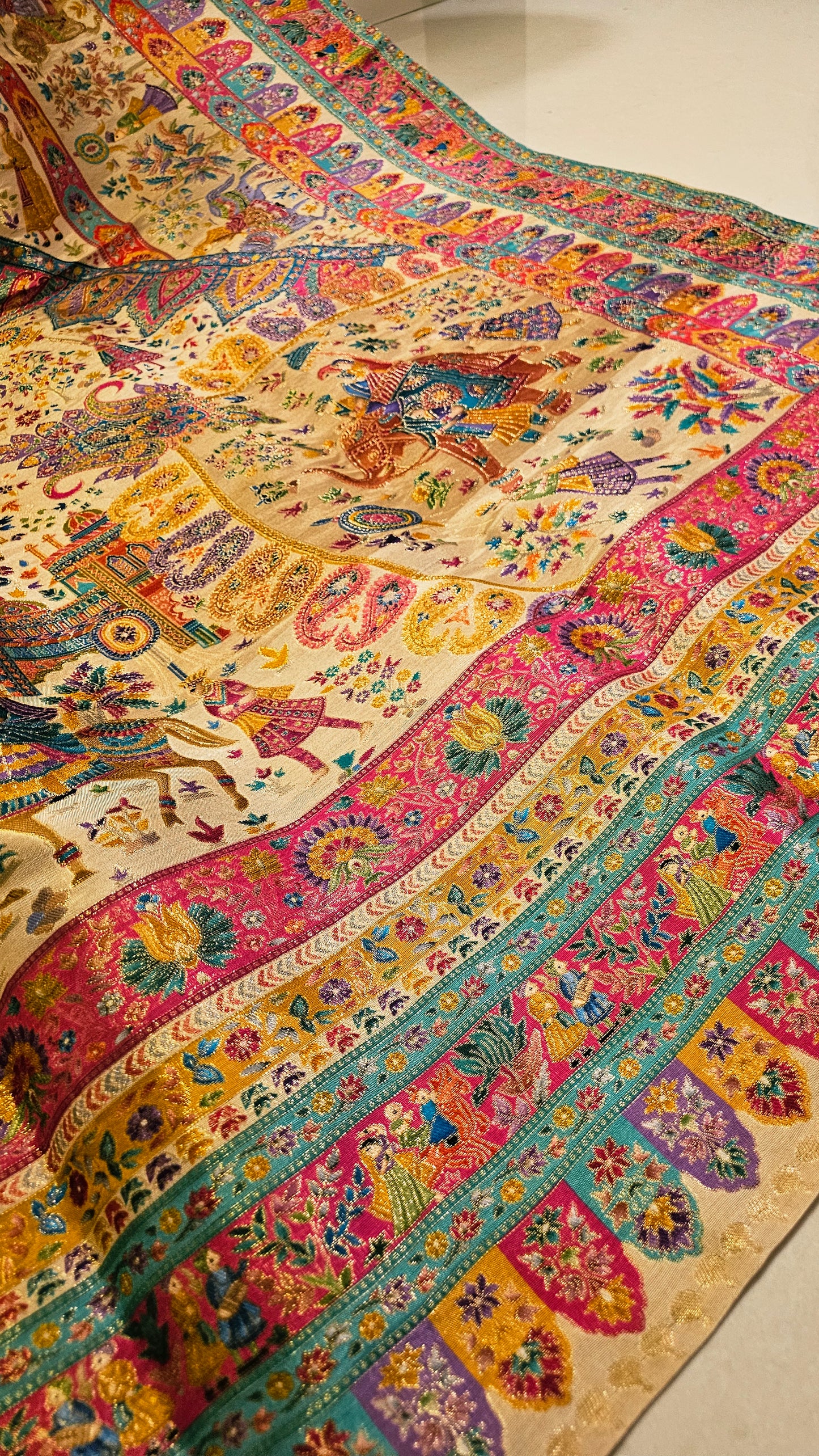 Meenakari darbari shawl: silk