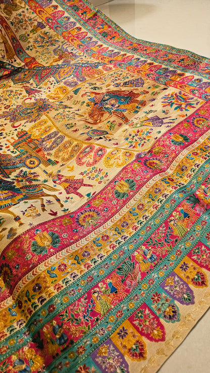 Meenakari darbari shawl: silk