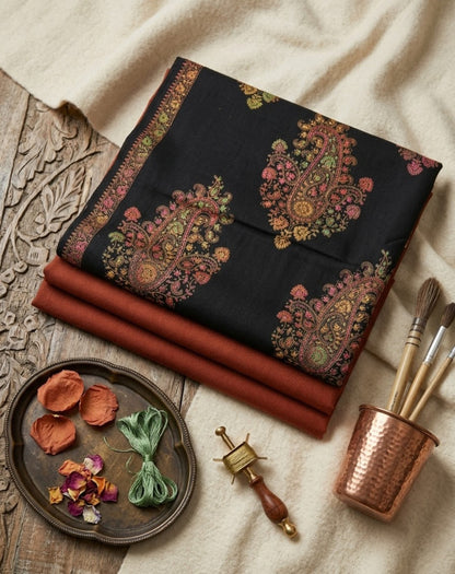 Embroidered three piece: Pashmina