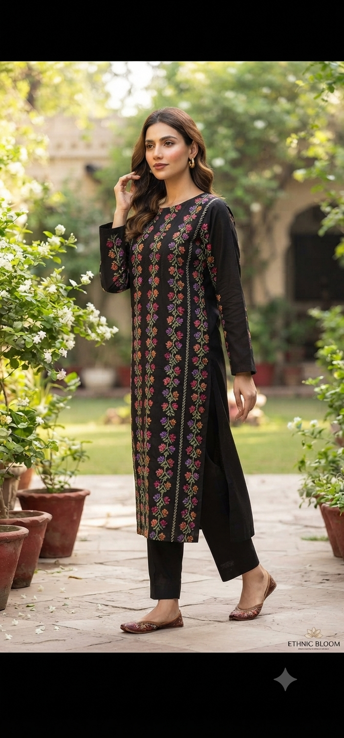 Lawn embroidered two piece