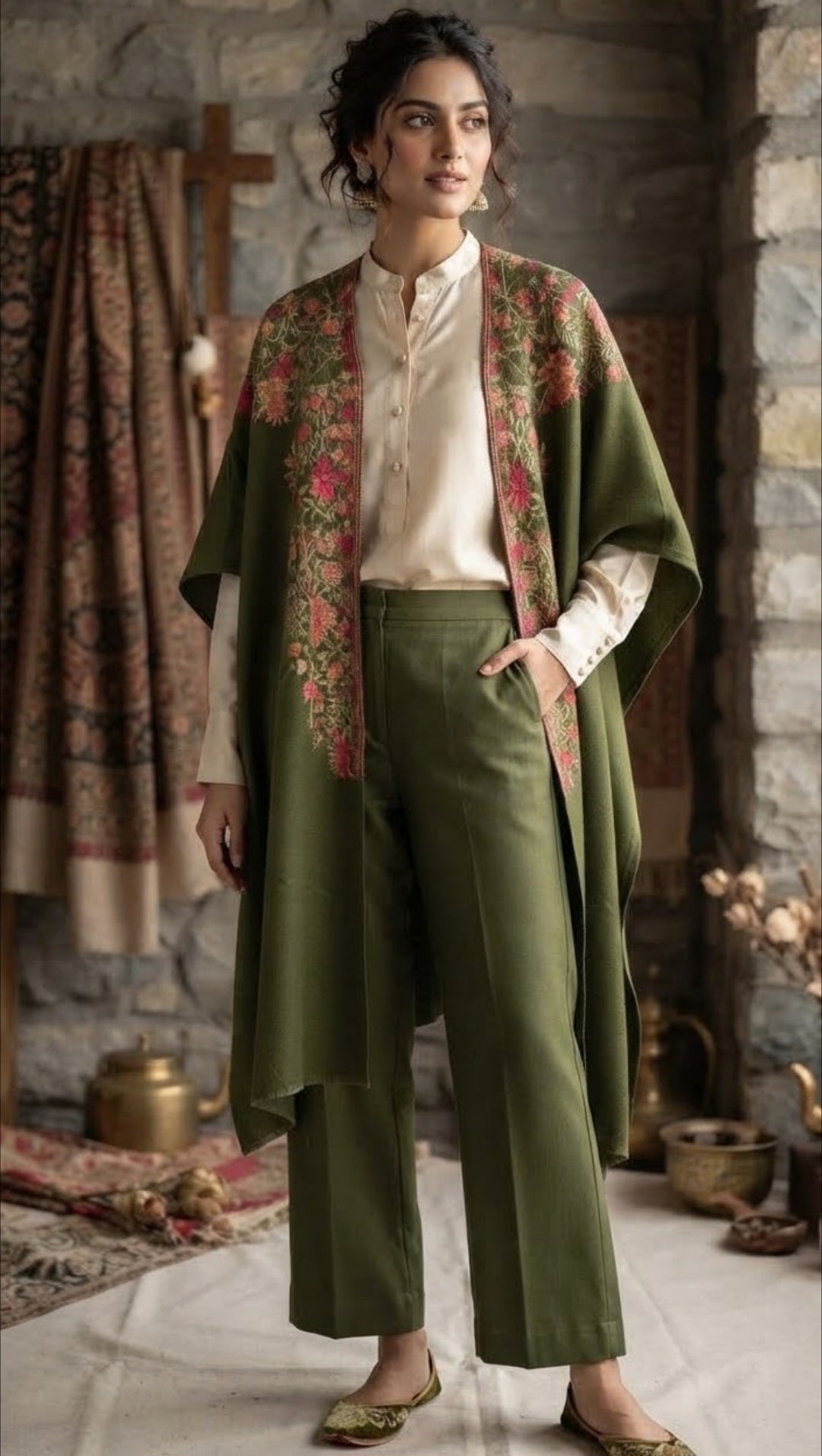 Embroidered cape: Pashmina