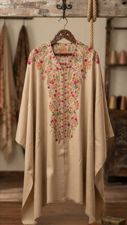 Embroidered cape shawl: Pashmina