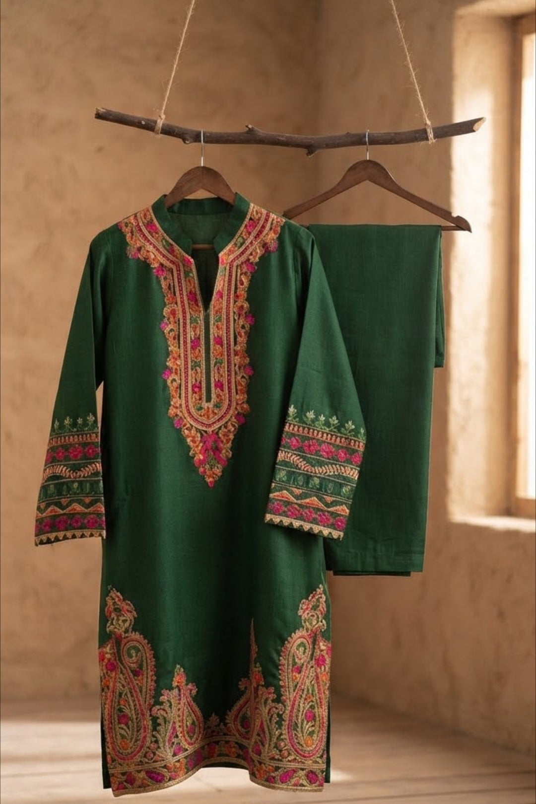 Embroidered kurta trouser: Pashmina
