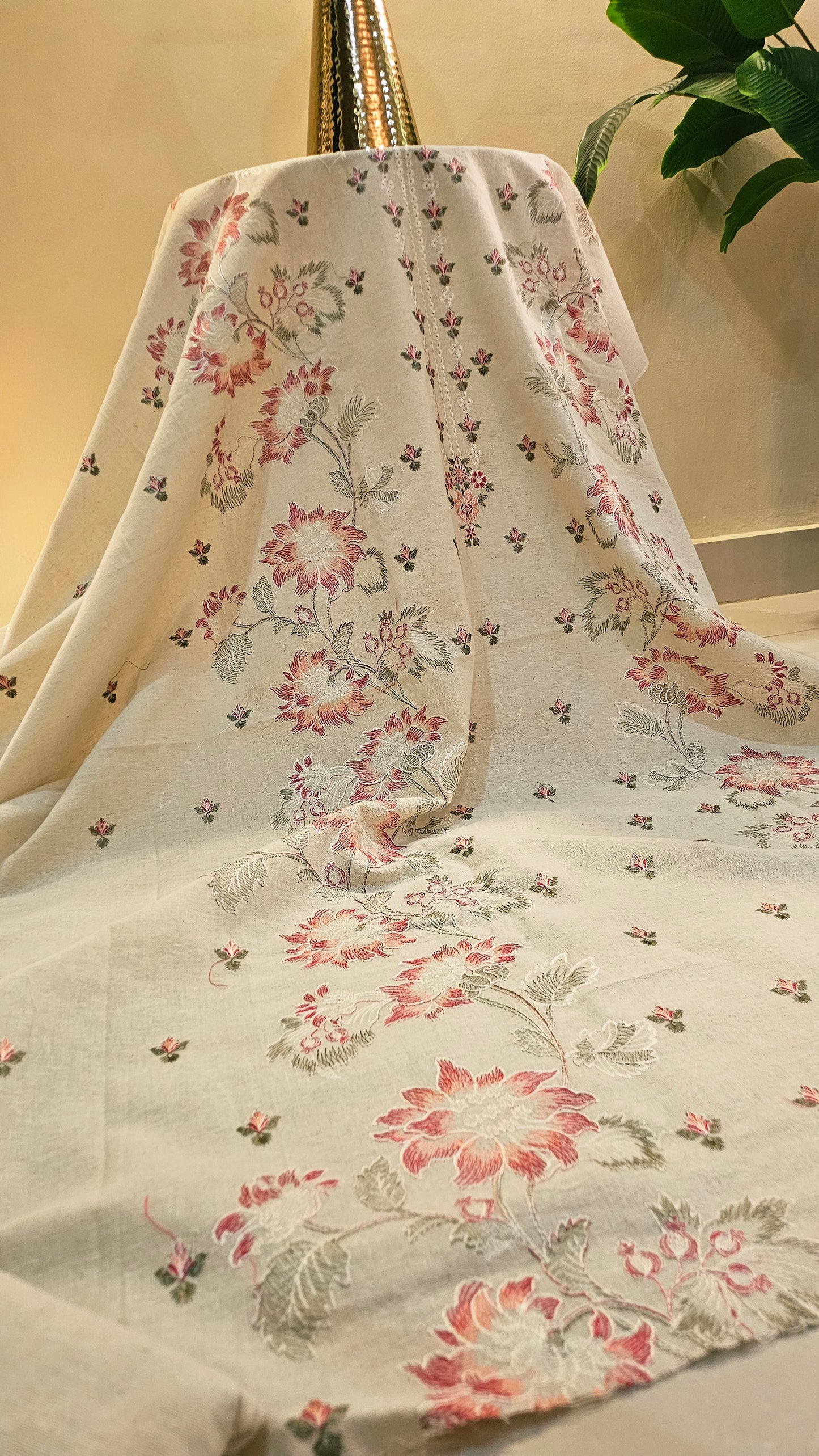Embroidered three piece: Karandi khaddar