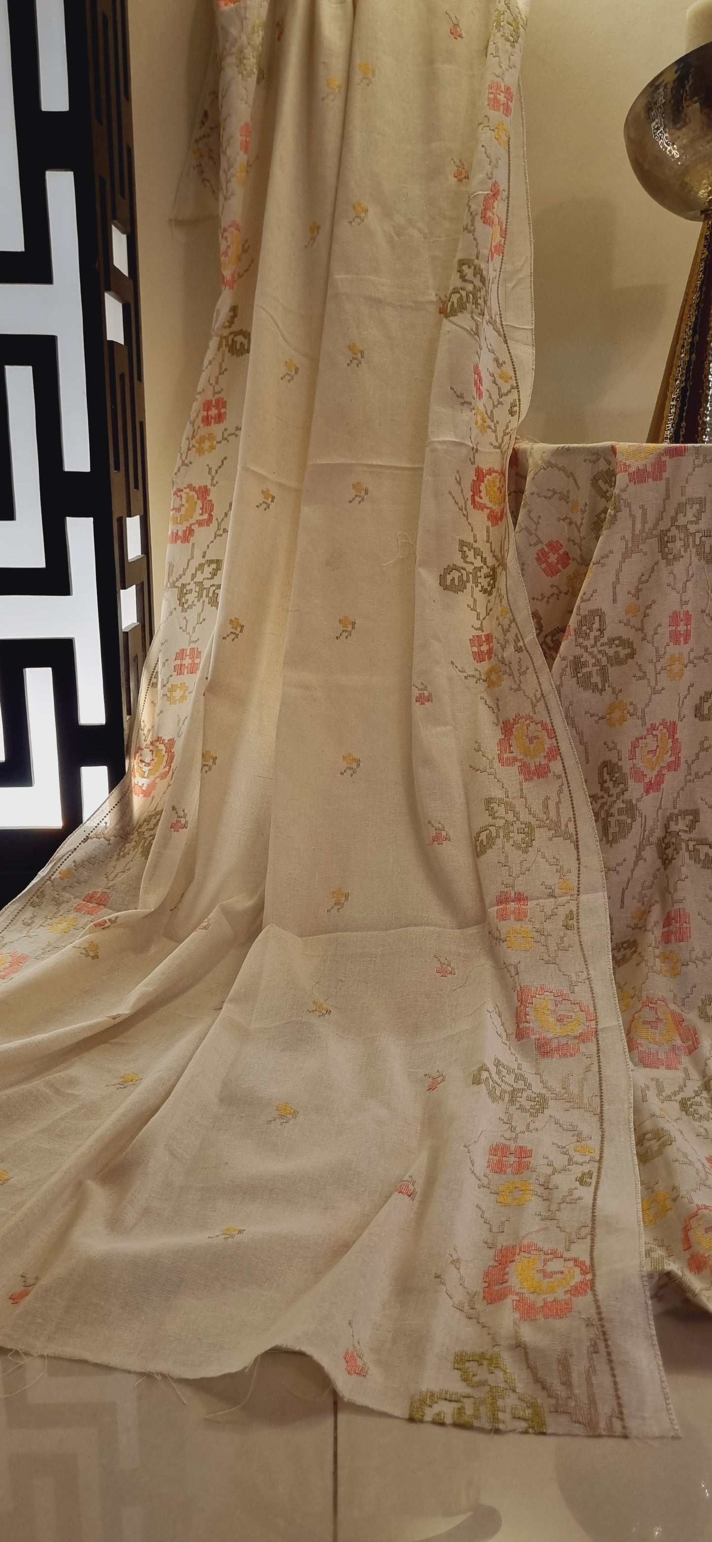 Khaddar karandi embroidered three piece suit