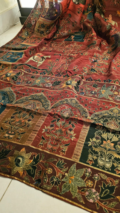 Meenakari shawl: patola silk