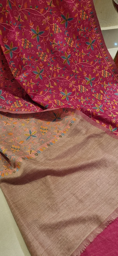 Reversible papermachi embroidered toosh shawl