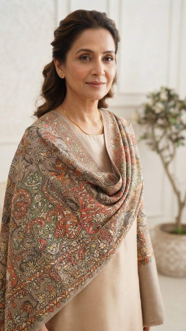 Papermachi embroidered shawl: toosh