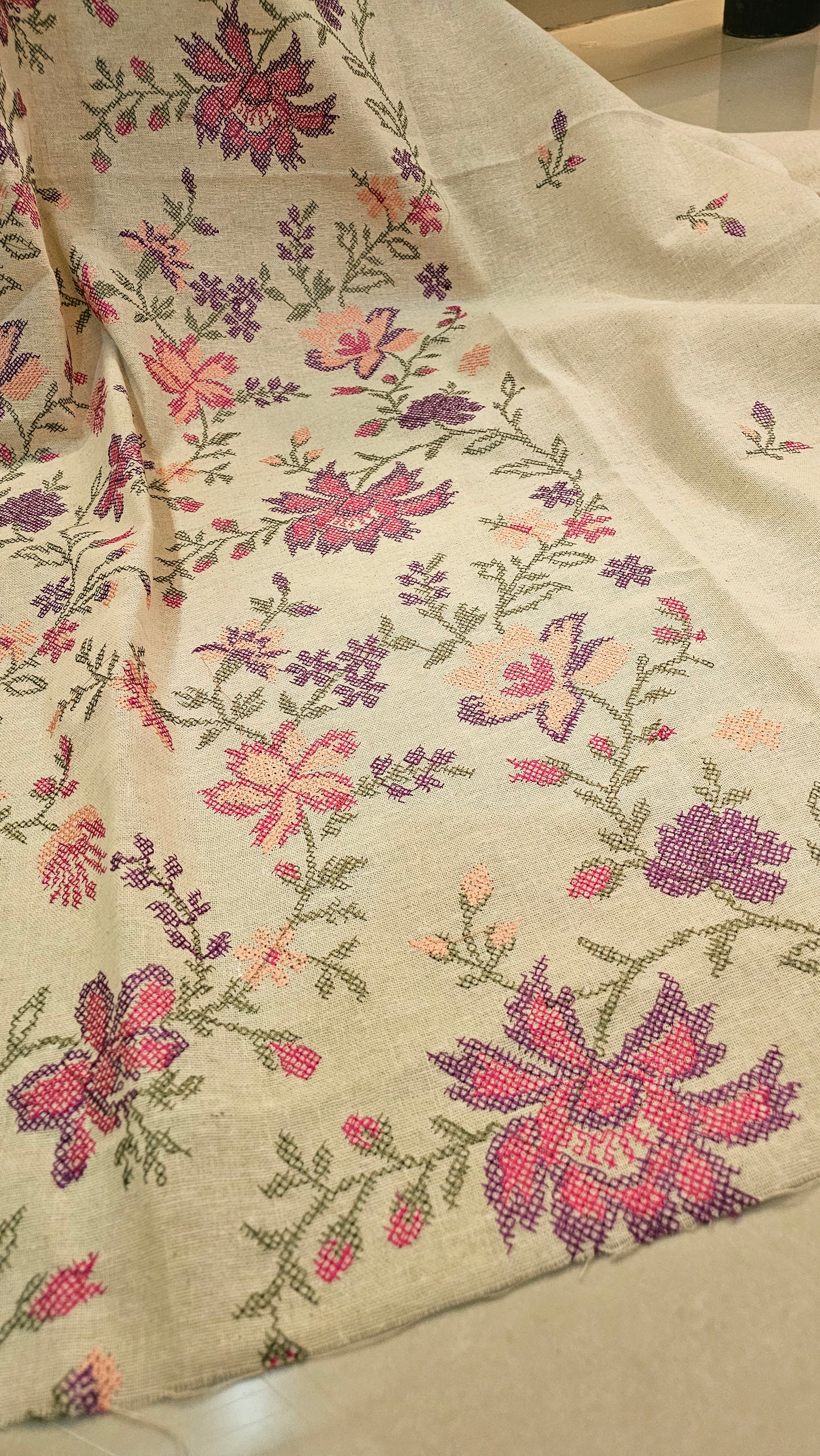 Embroidered three piece: Karandi khaddar