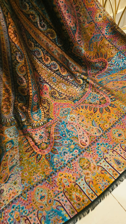 Reversible moonlight gandhara kaani shawl: Pashmina